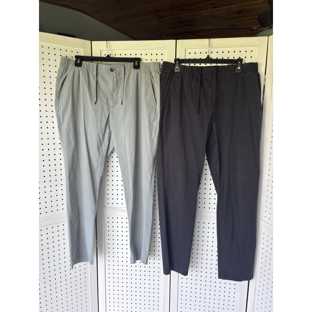 Lot/2 Perry Ellis Slim Fit Mens XL Pull On Cotton Nylon Pants Drawstring Stretch